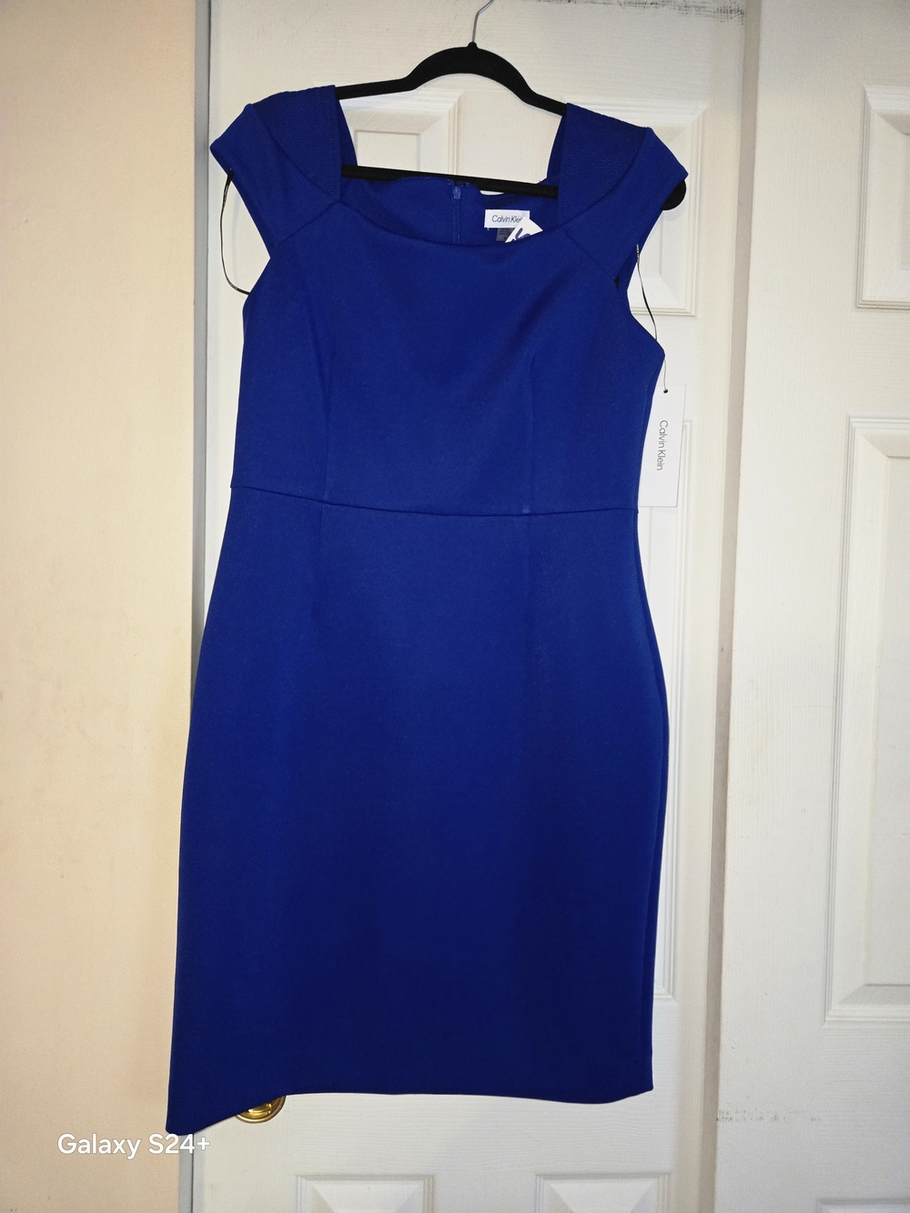 Calvin Klein Royal Blue Cap-Sleeve Sheath Dress - Picture 2 of 7